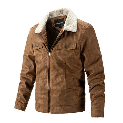 Men's Suede Top Cashmere Lapel Jacket