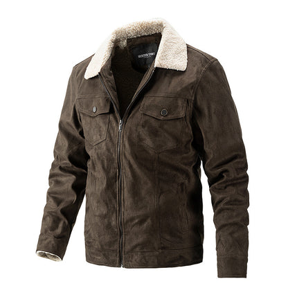 Men's Suede Top Cashmere Lapel Jacket
