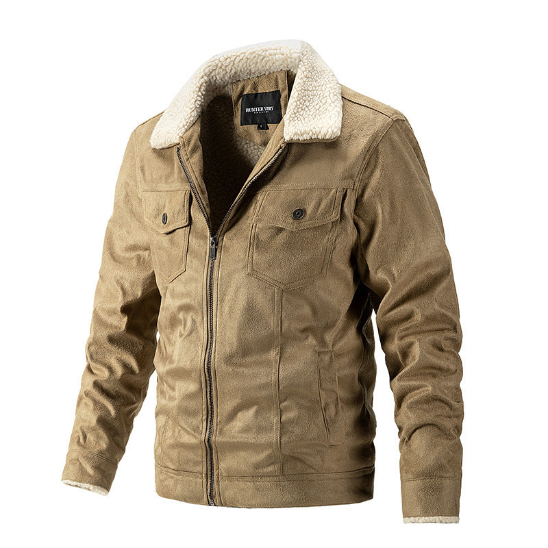 Men's Suede Top Cashmere Lapel Jacket
