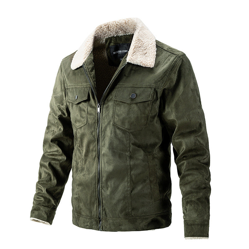 Men's Suede Top Cashmere Lapel Jacket