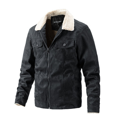 Men's Suede Top Cashmere Lapel Jacket